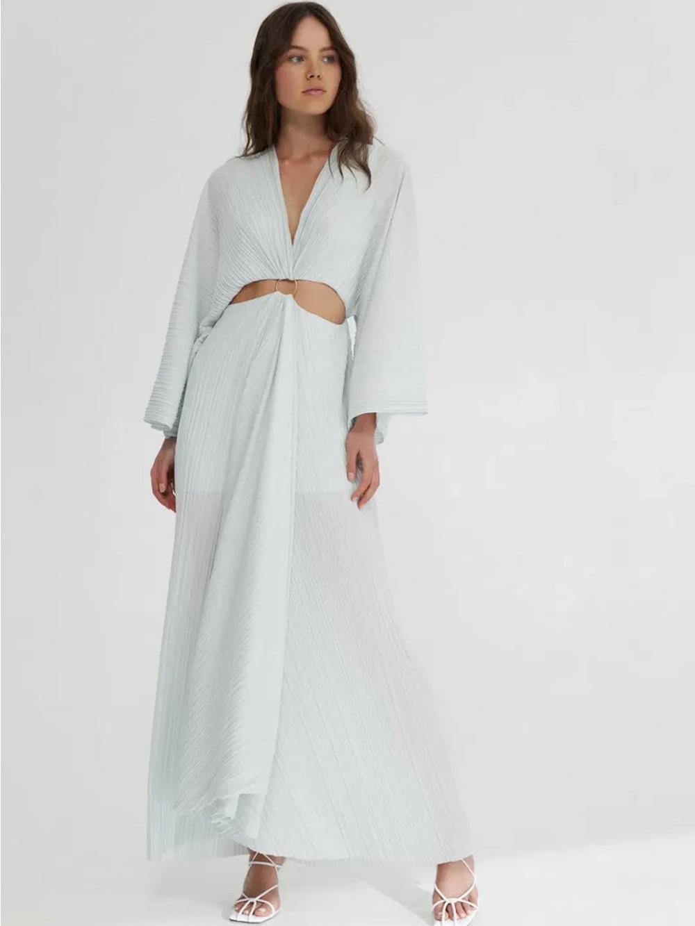 NWT Significant Other Women's Size 6 Akila Plissé Cut-Out Maxi white Dress  $372